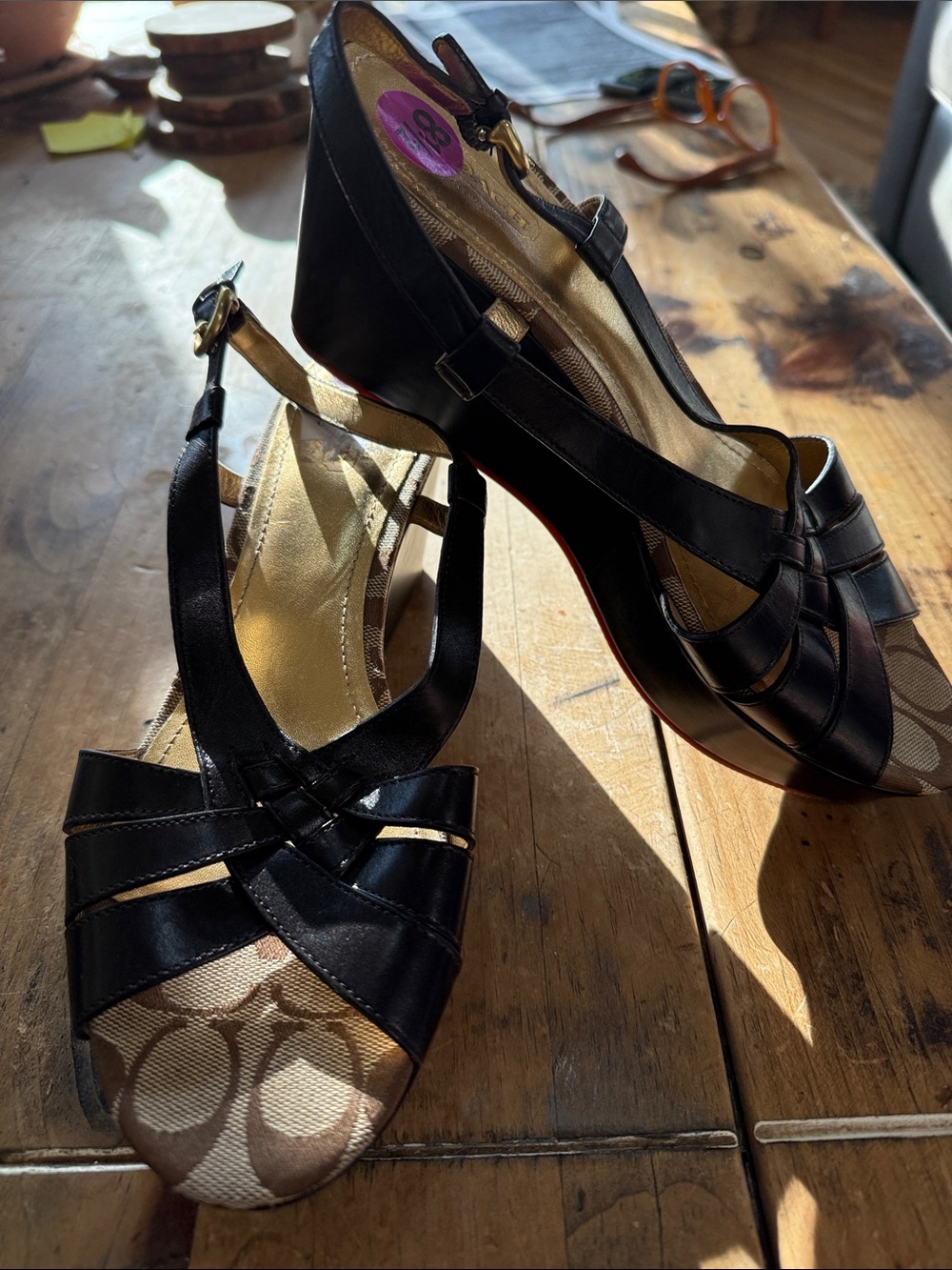 NWT Coach Mollie Platform Wedge Sandals Brown Signature 8.5